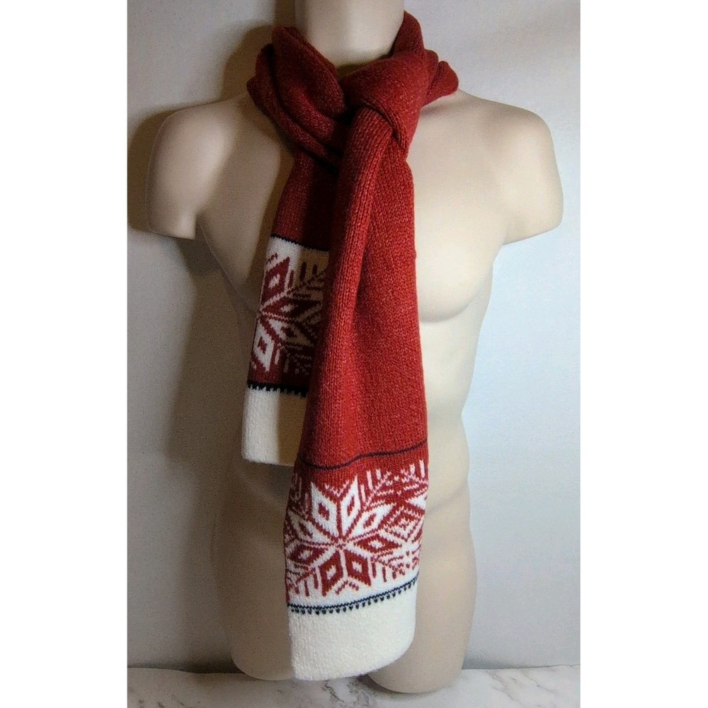 Old Navy Fair Isle Scarf Red/White/ Black 62" L X 10"W New With Tags